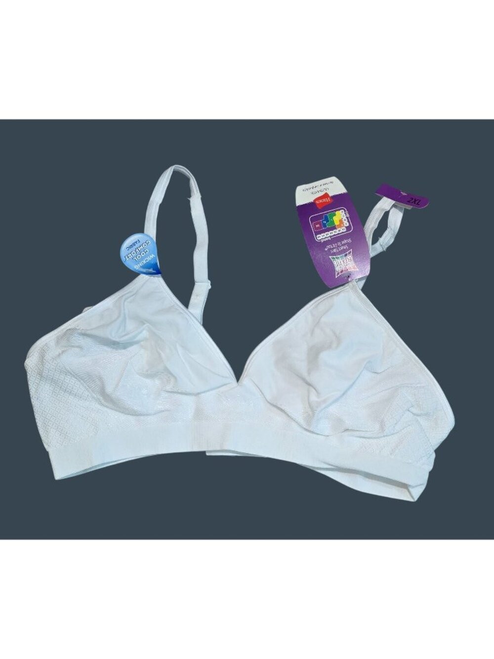 Hanes White Comfort Flex Fit 2XL Ultimate Wireless Bra  Cool Comfort Fabric NWT
